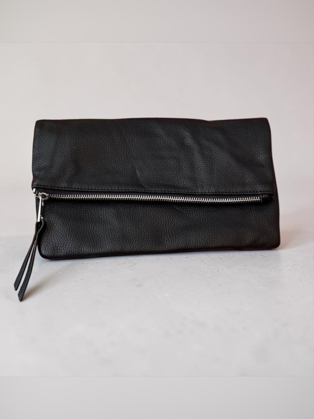 The Drop Black Faux Leather Wristlet Clutch